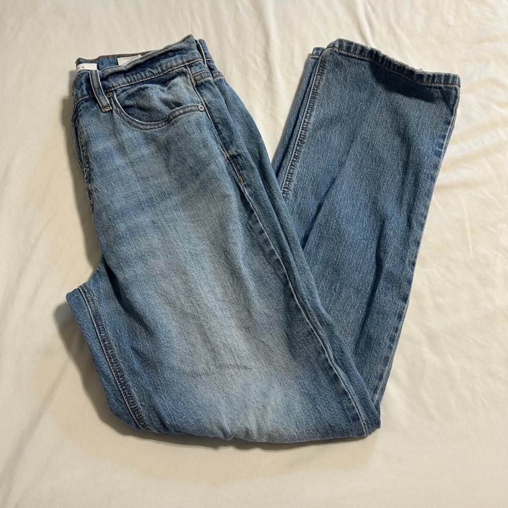 Eunina Codi High Rise Dad Jeans Size 9 Distressed Straight Leg Medium Wash Denim